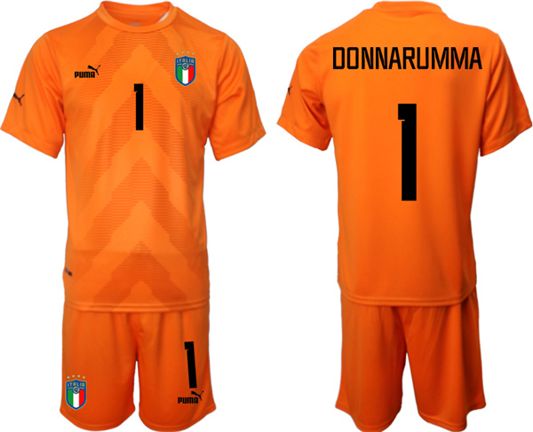 Men's Italy #1 Donnarumma Orange Goalkeeper Soccer Jersey Suit